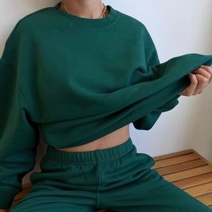 MATE the Label Organic Fleece Oversized Sweatshirt in Kelp | XS/S